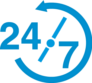 Clock saying 24/7