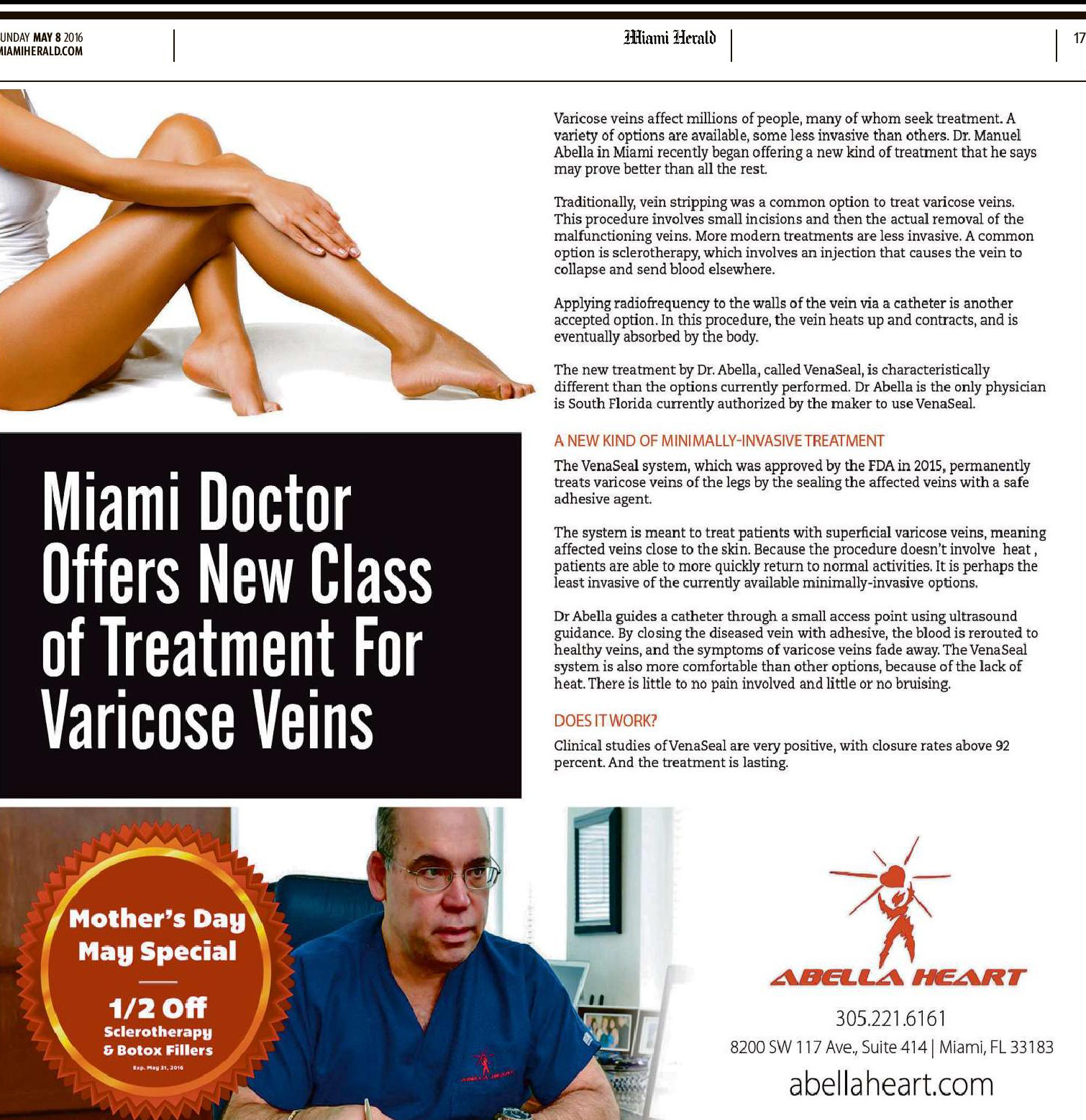 Vein treatment article